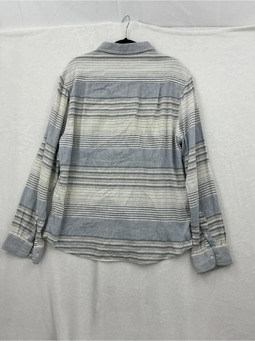 True Religion Blue and White Striped Button-Down Shirt 1051